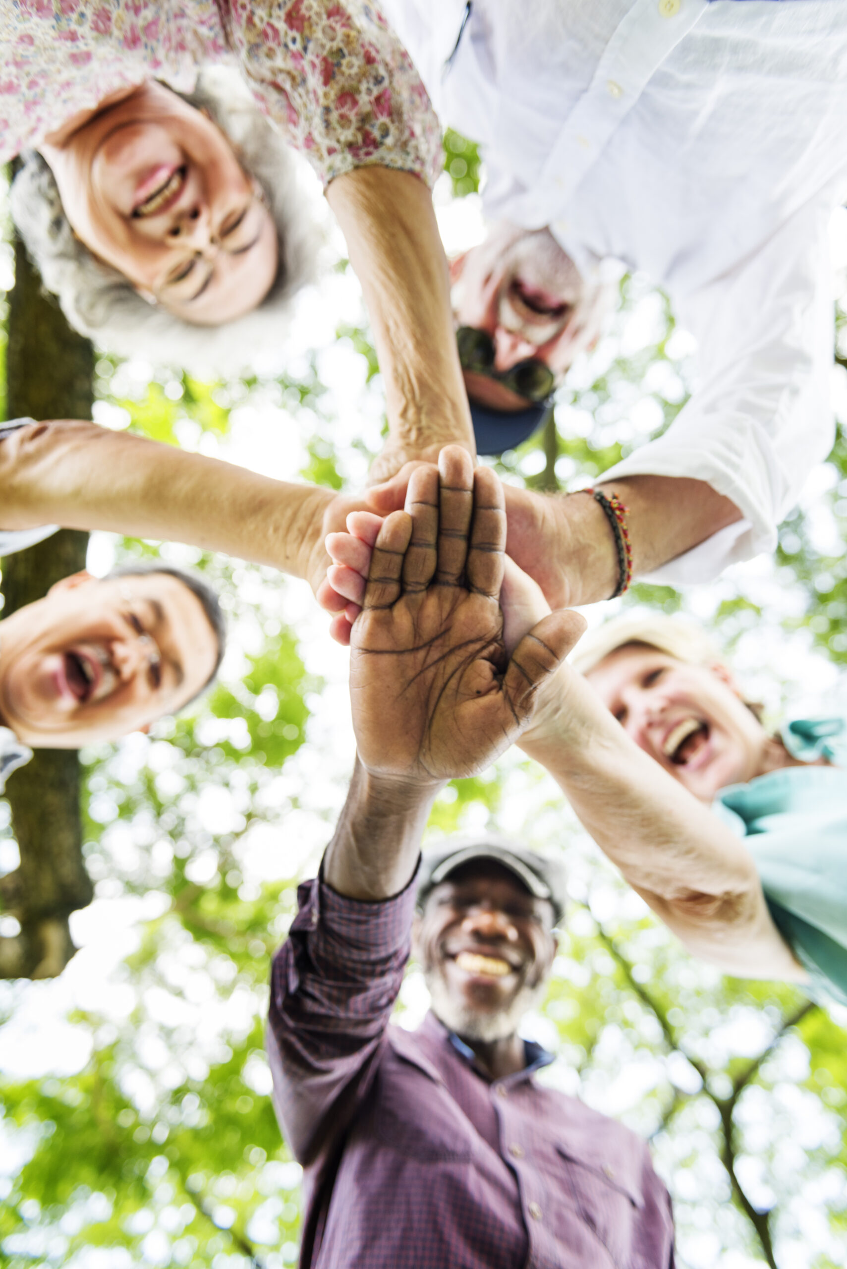 group of senior retirement exercising togetherness concept